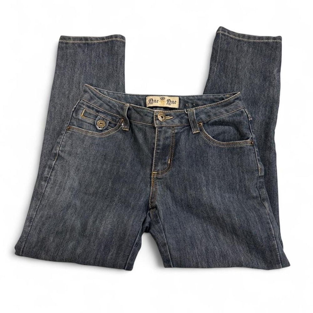 One 5 One Womens Dark Wash Straight Leg Denim Jeans Blue Size 4